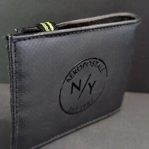 Aeropostale N/Y Black Bi-fold Wallet with Elastic Strap.